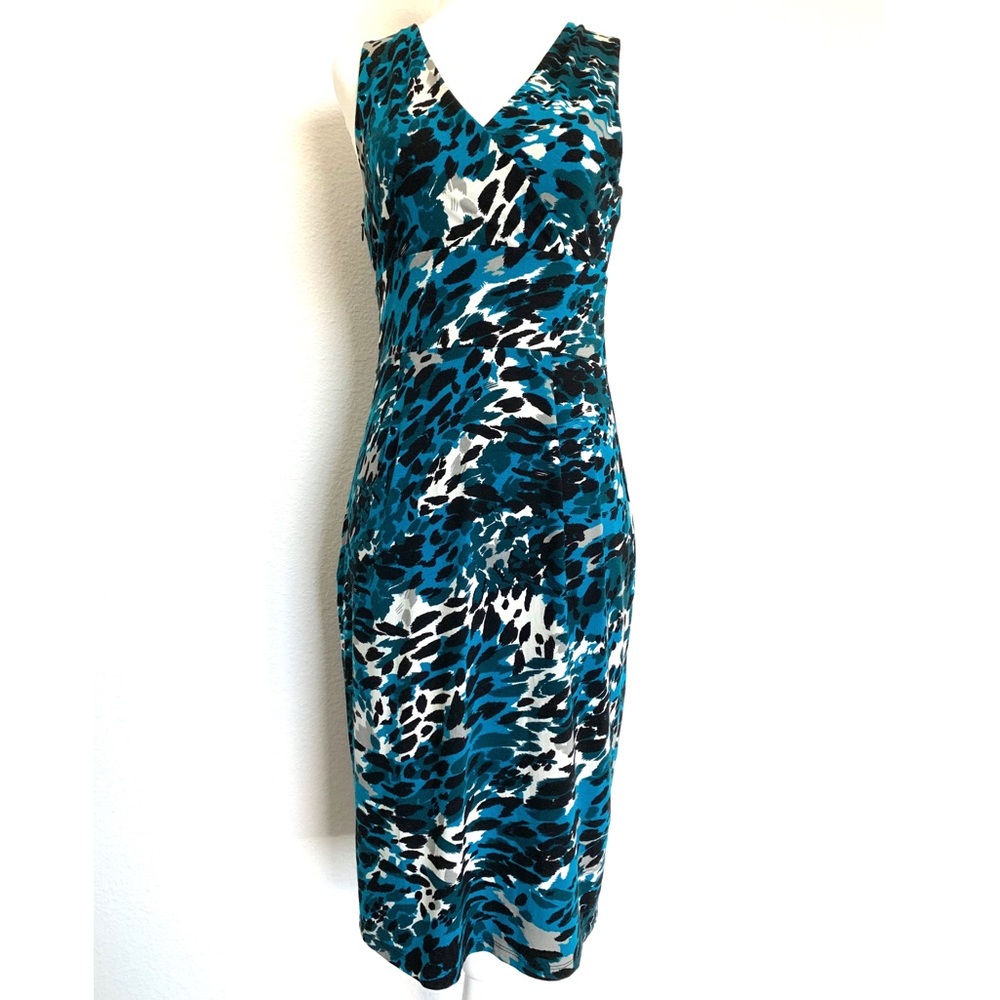 Ann Taylor Turquoise Leopard Print Dress - Picture 4 of 8